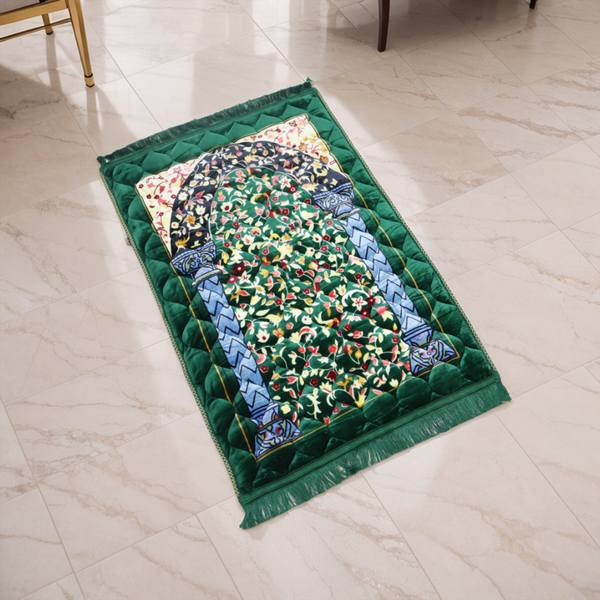 Mughal Janamaz Printed Prayer Mat-Meadow