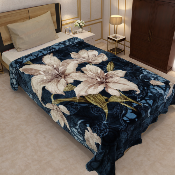 Harmony Single Bed Single Ply Blanket - Deep Blue