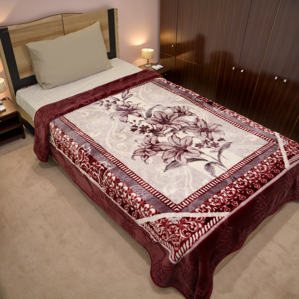 Harmony Single Bed Single Ply Blanket - Wine Thread
