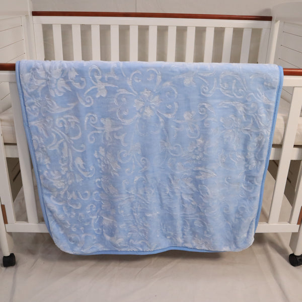 Tiny Tots Cot Baby Bed Blanket - Solid Blue