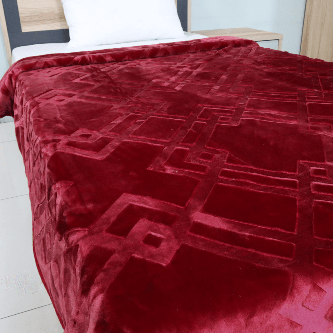 Super Sonic Cloudy 2-Ply Single Bed Blanket - Maroon