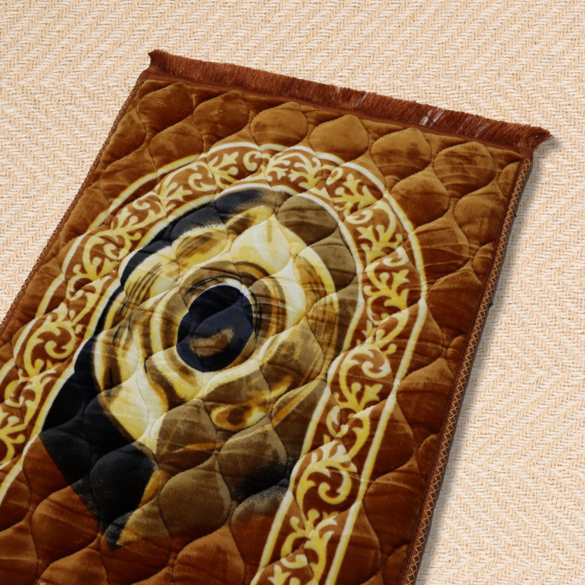Decorative mat with a central design on a beige background