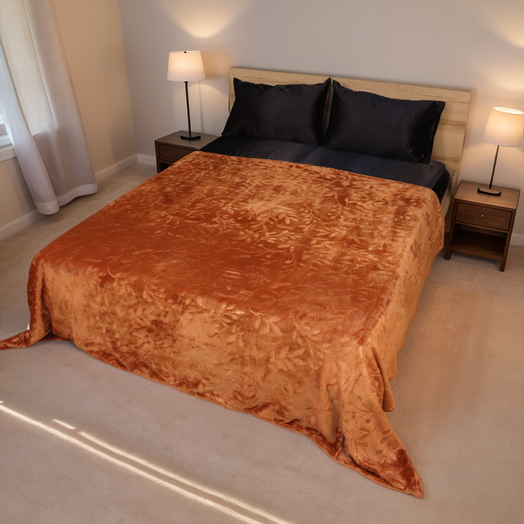 Mansion AC Blanket Flannel Double Bed-Golden