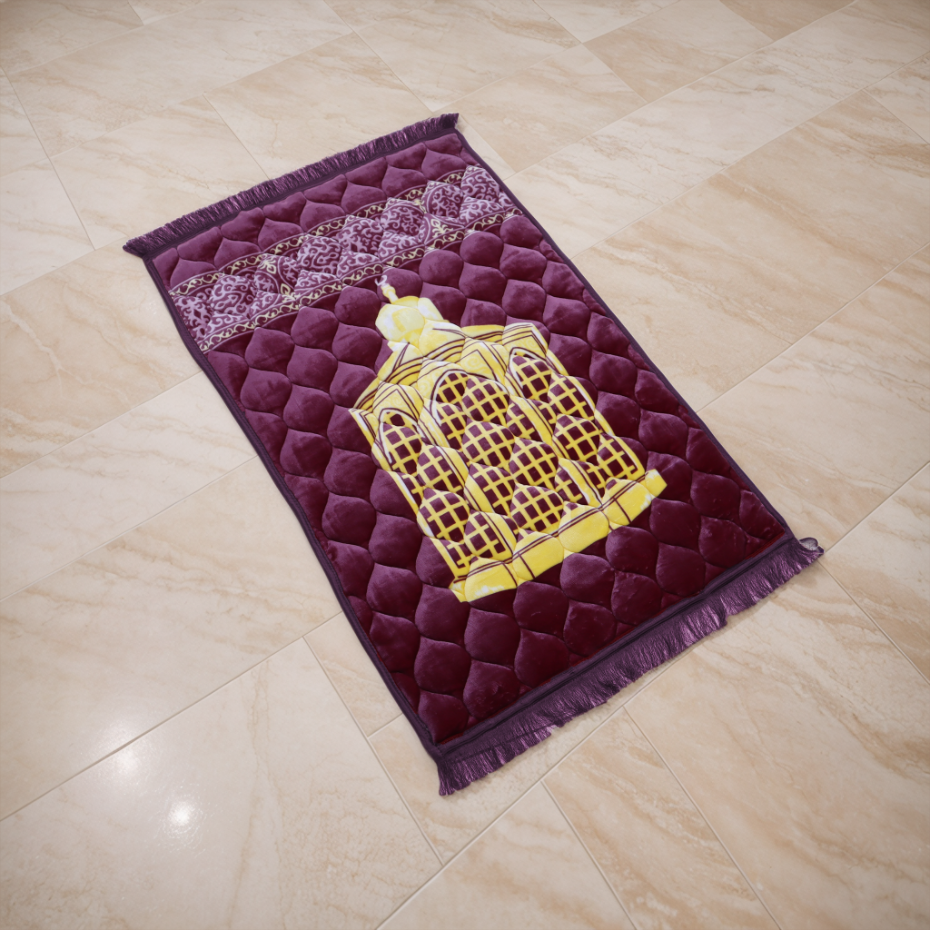 Mughal Janamaz Printed Prayer Mat-Mulberry