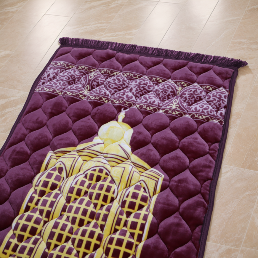 Mughal Janamaz Printed Prayer Mat-Mulberry