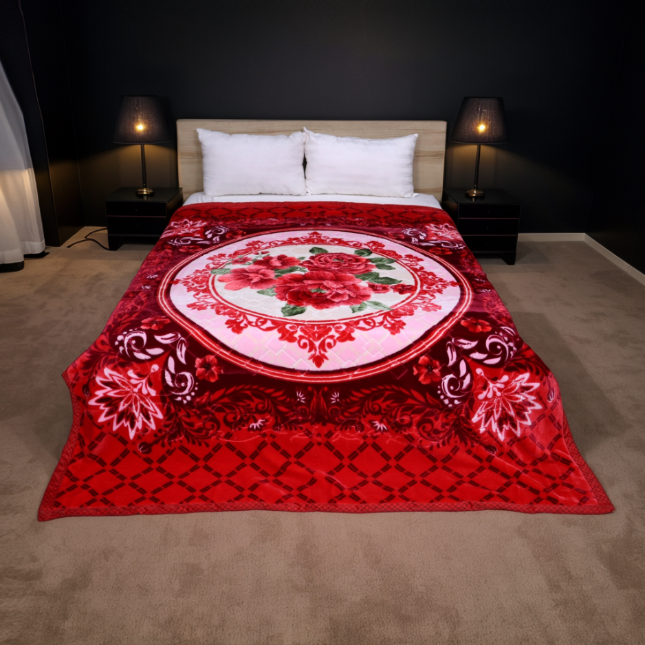 Moonlight Cloudy 4KG 2-Ply Double Bed Blanket - Rosy Velvet