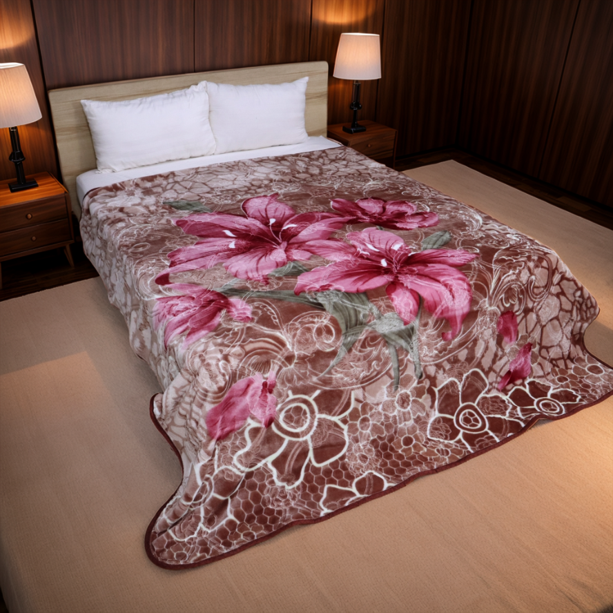 Trendy Double Bed Single Ply Blanket - Petal Luxe