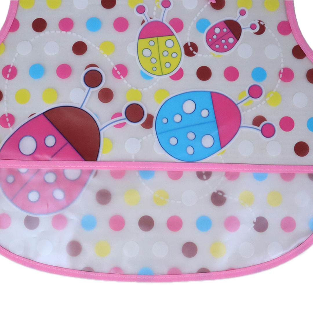 Mom's Hug Plastic Baby Bib - Pink Lady Bug