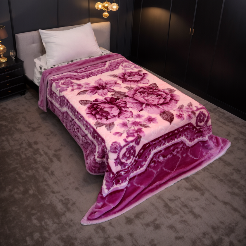 Emperor Single Bed 3+ KG Blanket  - Pink Blossom