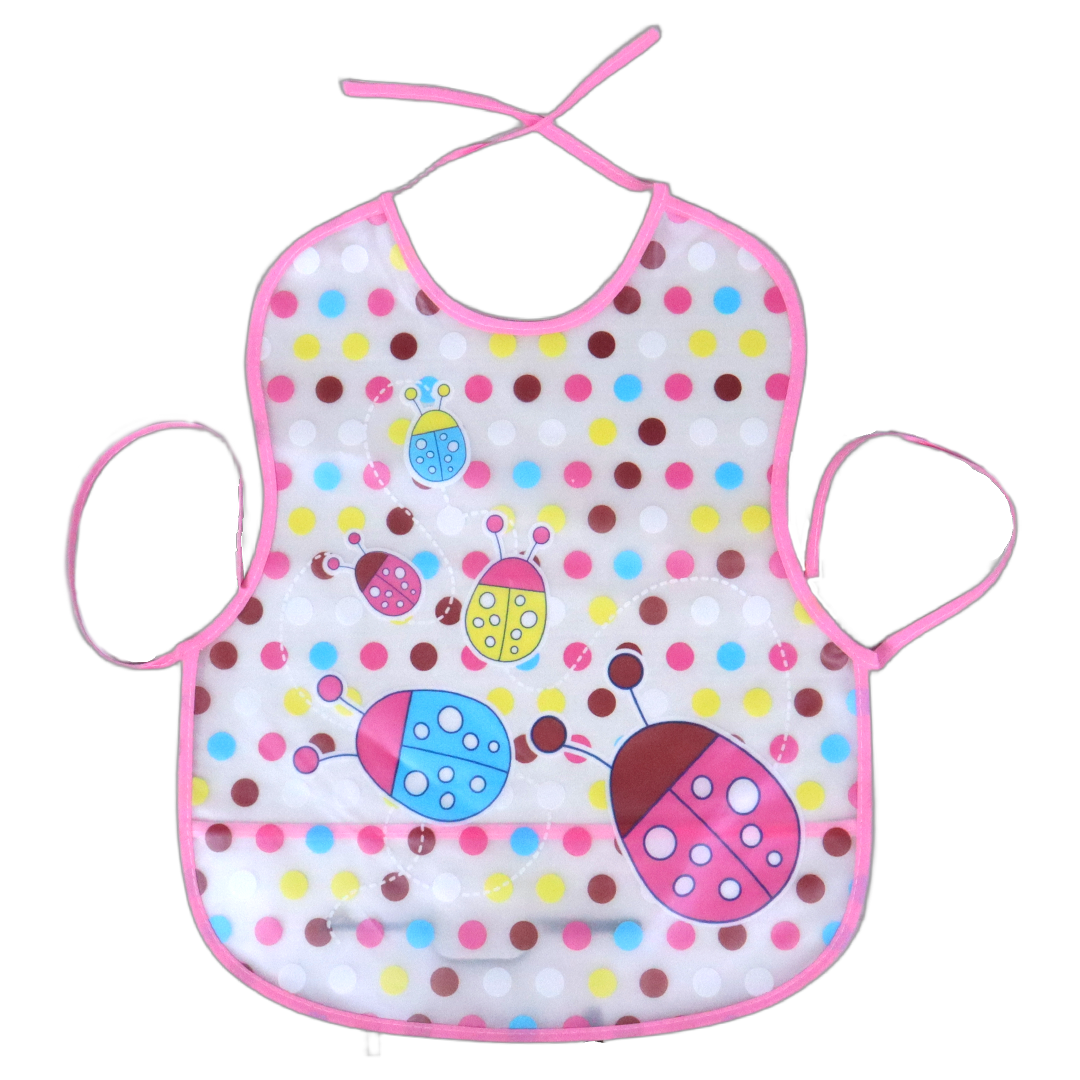 Mom's Hug Plastic Baby Bib - Pink Lady Bug