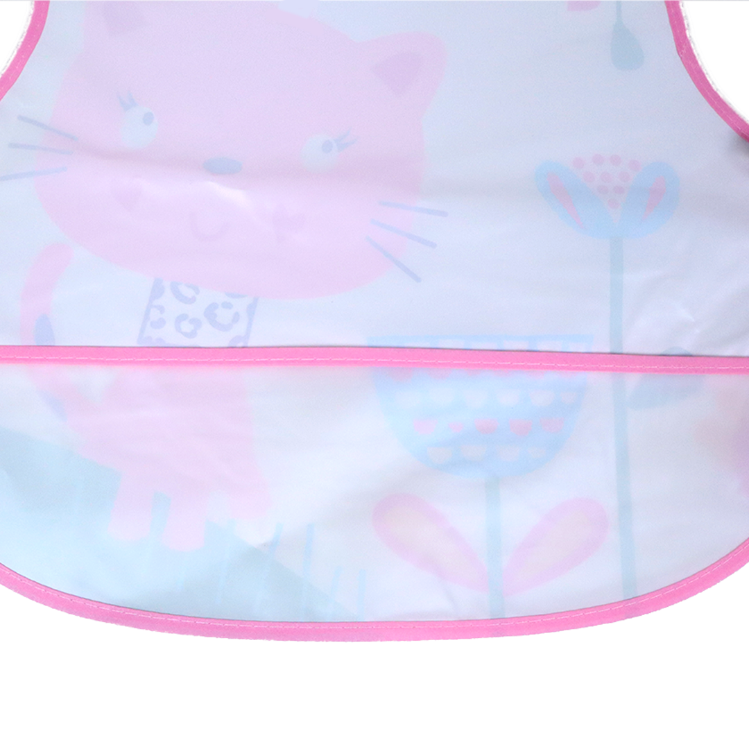 Mom's Hug Plastic Baby Bib - Pink Kitty