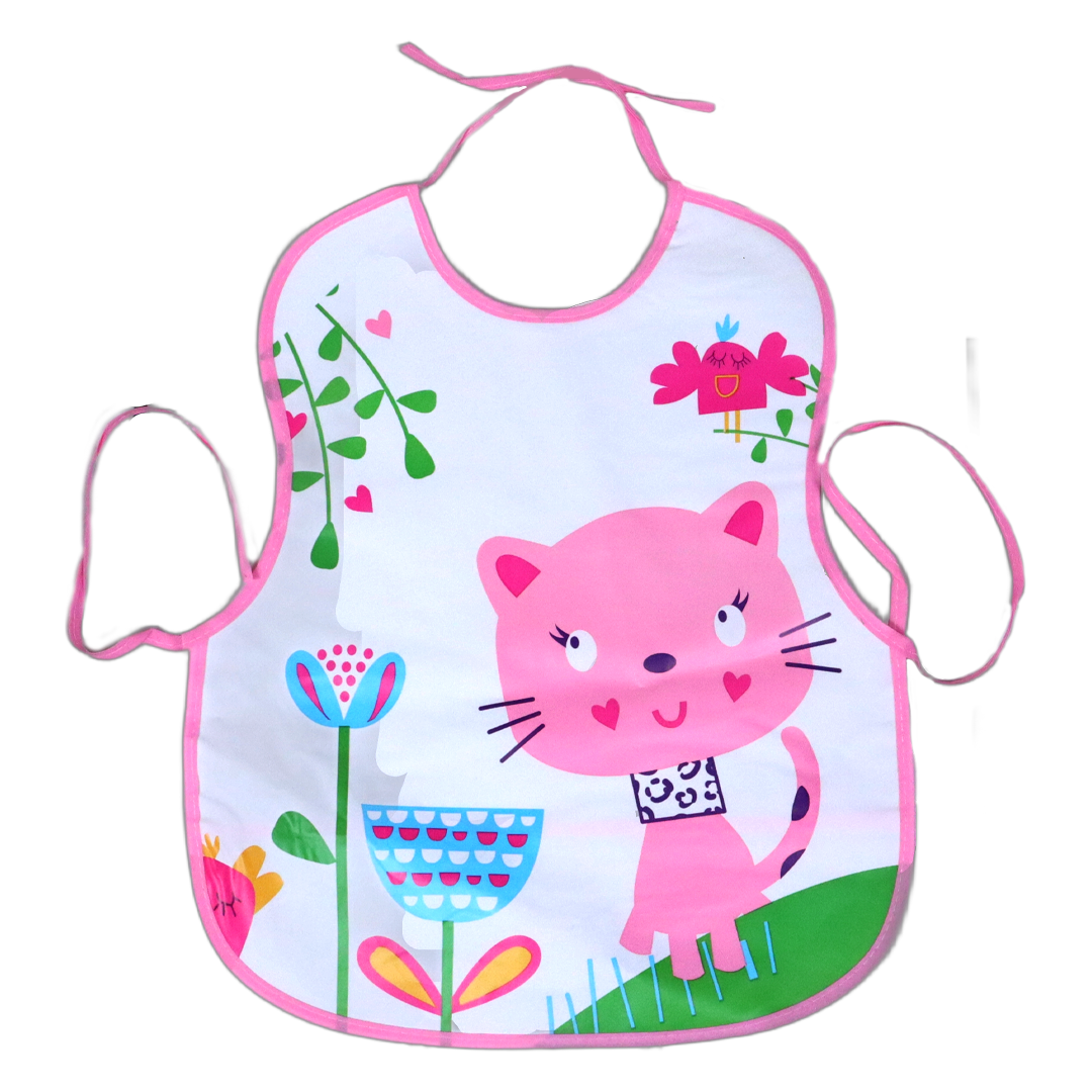 Mom's Hug Plastic Baby Bib - Pink Kitty