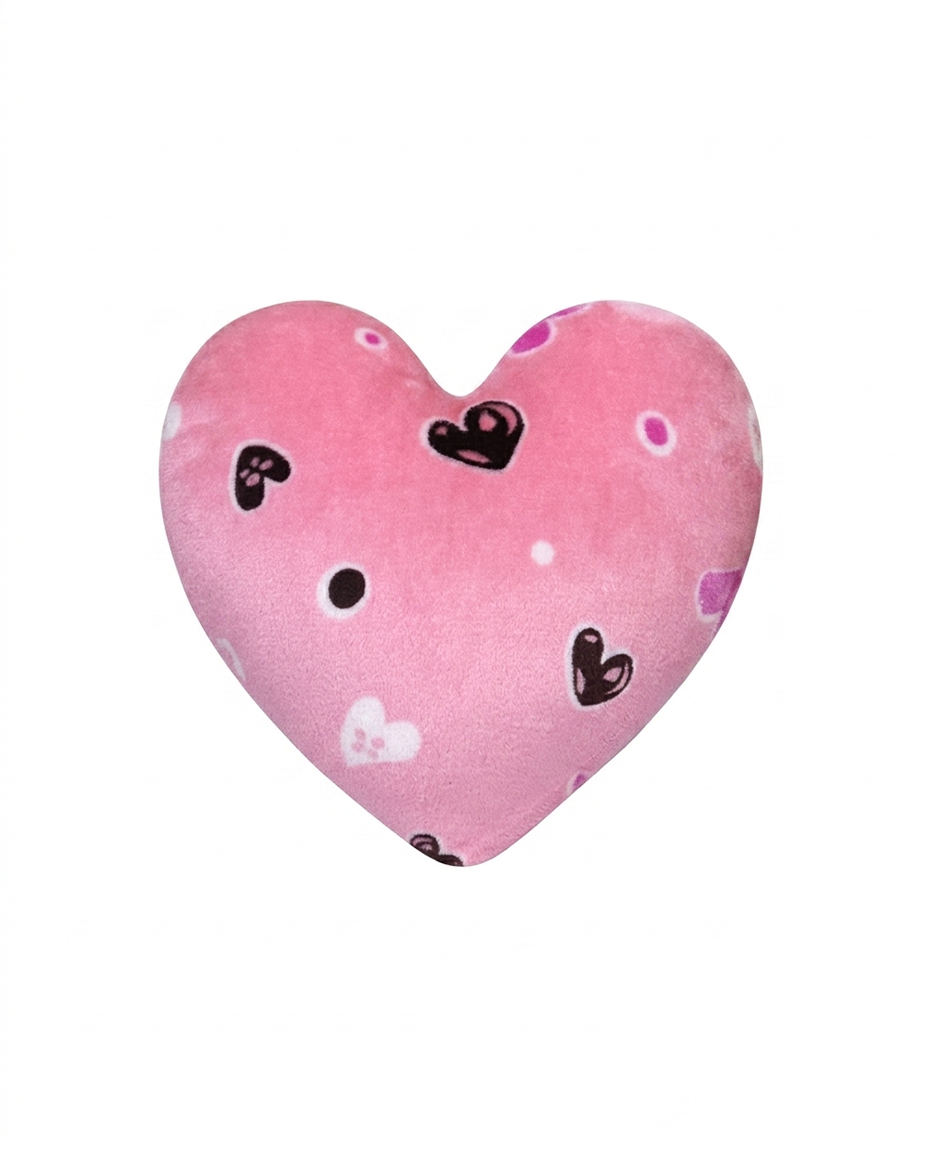 Printed Mink Cushion-Pink Hearts