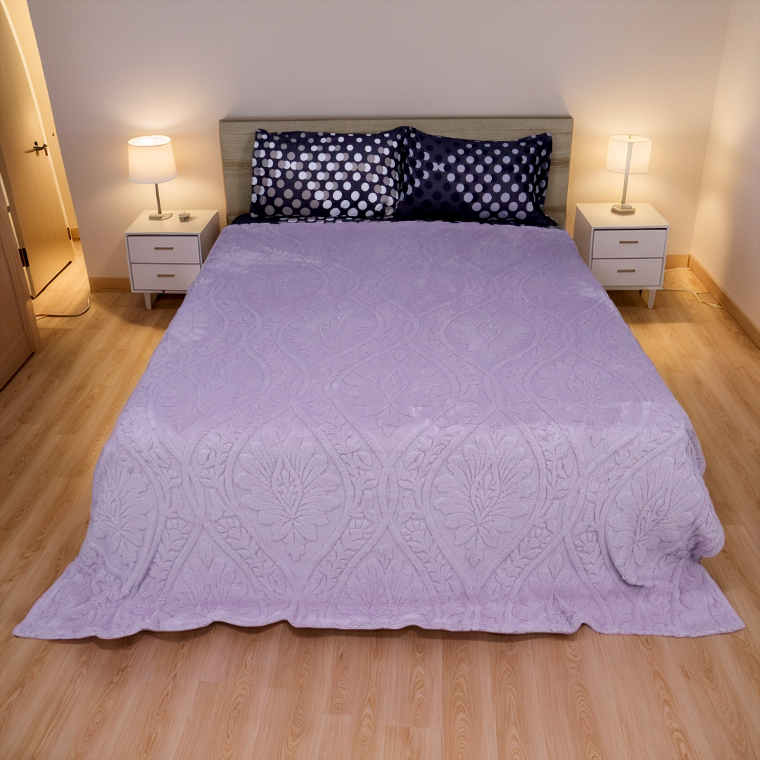 Sherpa Jacquard Throw Blanket - Lilac