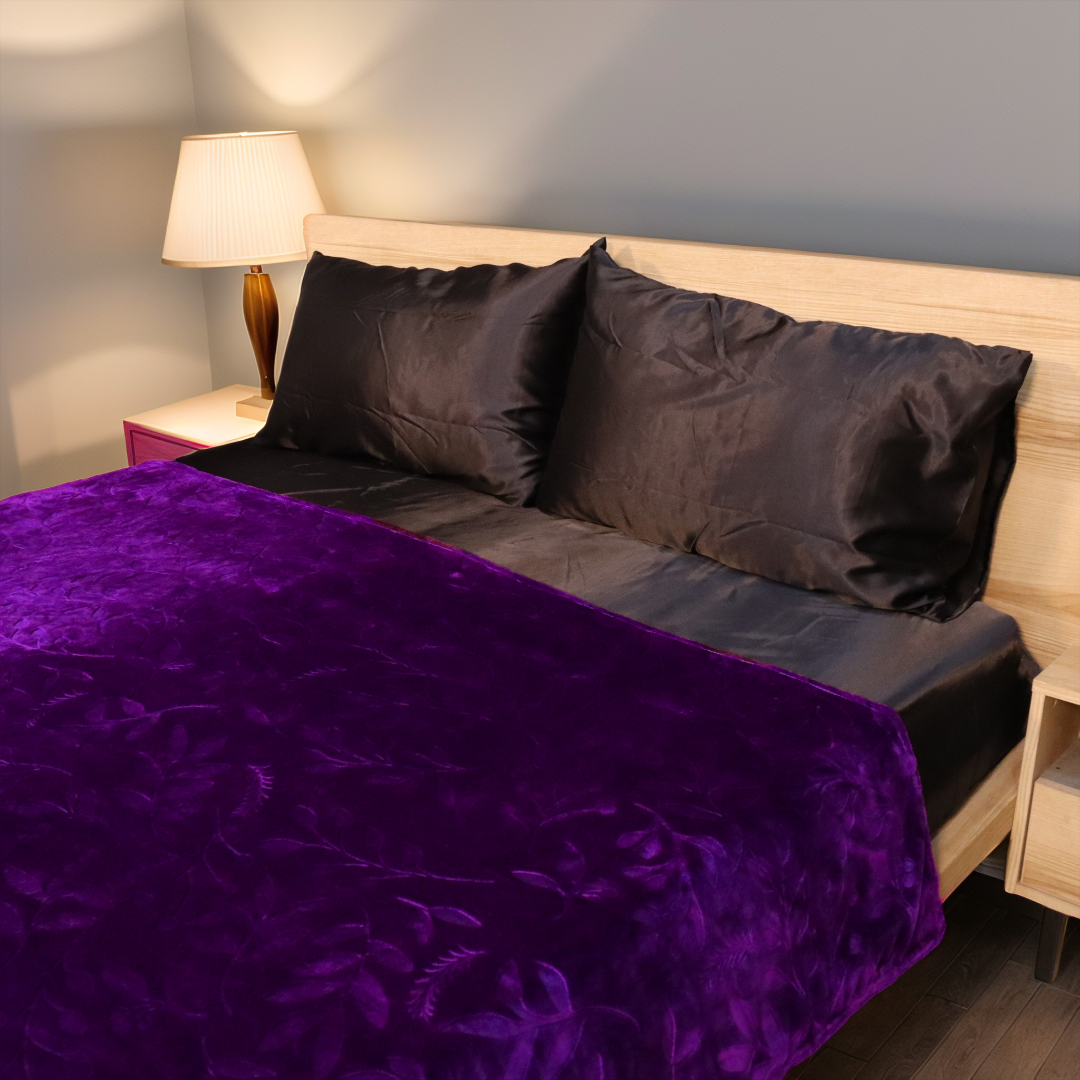 Mansion Flannel Blanket Double Bed - Purple