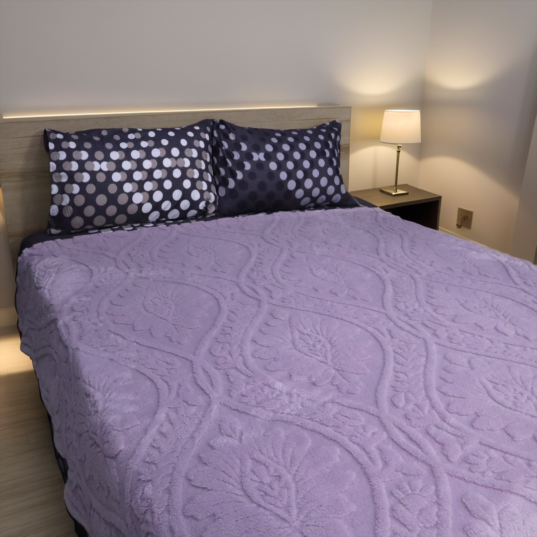 Sherpa Jacquard Throw Blanket - Lilac