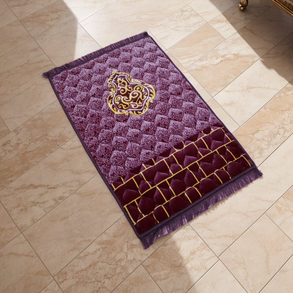 Mughal Janamaz Printed Prayer Mat-Royal Plum