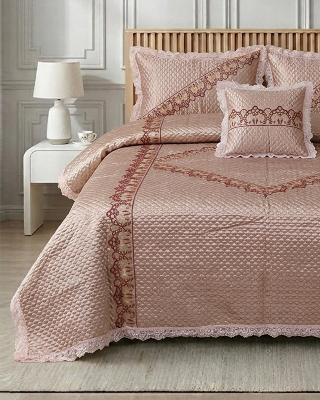 Opal 4 Piece Silk Bed Set-Gulab