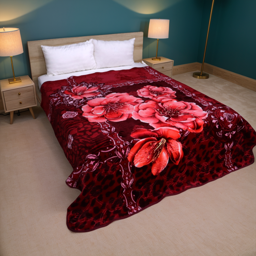 Trendy Double Bed Single Ply Blanket - Deep Scarlet