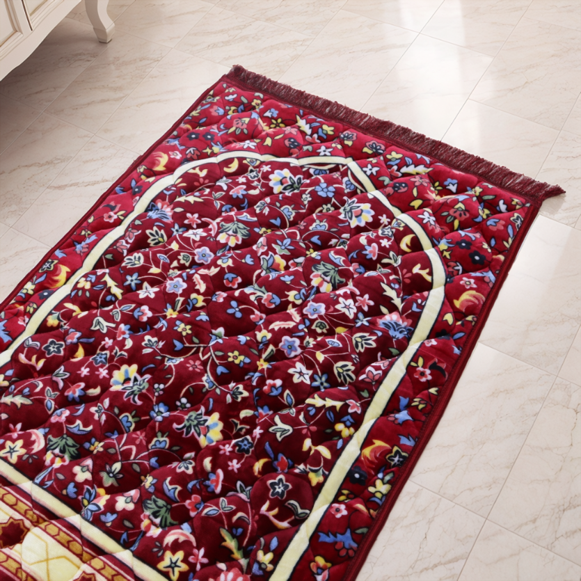 Mughal Janamaz Printed Prayer Mat-Carmine