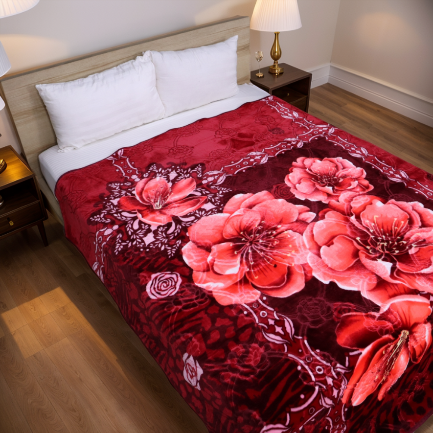 Trendy Double Bed Single Ply Blanket - Deep Scarlet