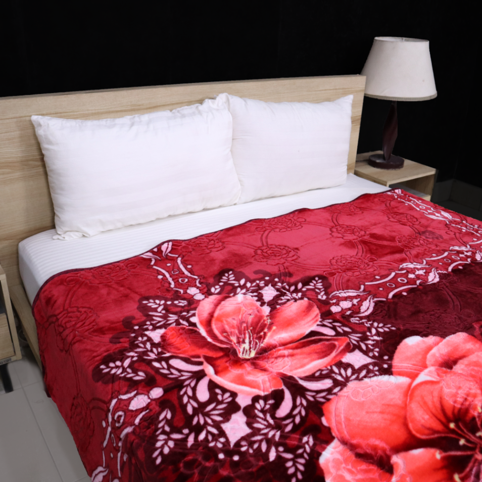 Trendy Double Bed Single Ply Blanket - Deep Scarlet
