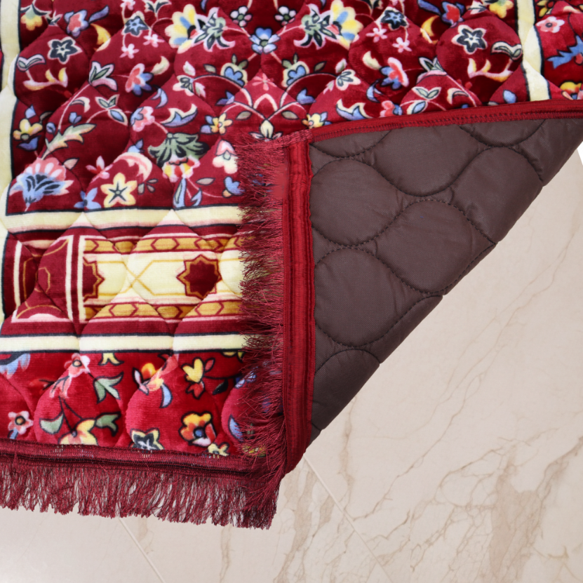 Mughal Janamaz Printed Prayer Mat-Carmine