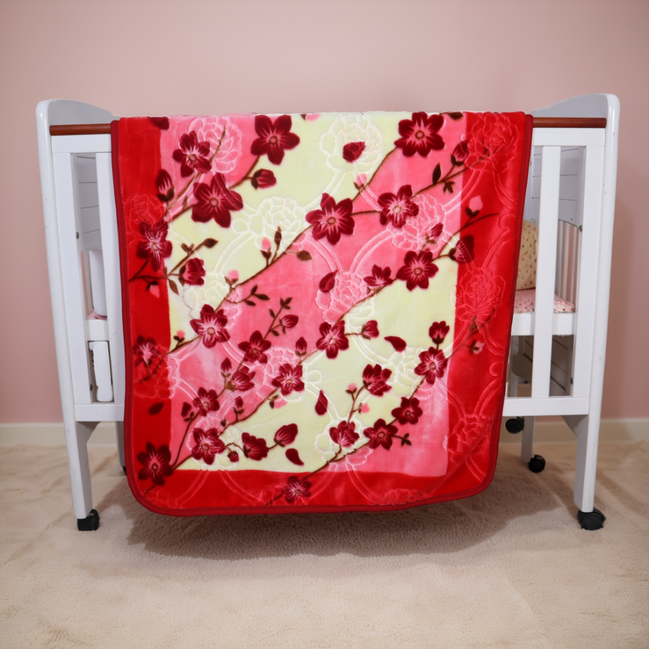 Baby Blanket Royal Embossed Cherry Blossom