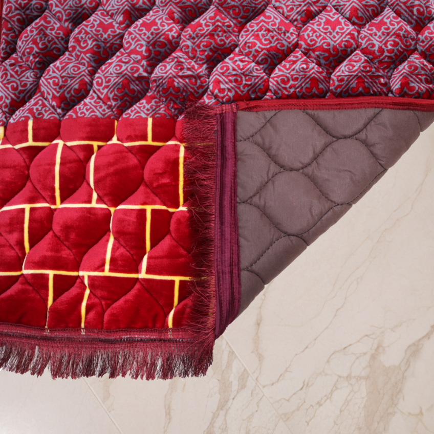 Mughal Janamaz Printed Prayer Mat- Qibla Maroon