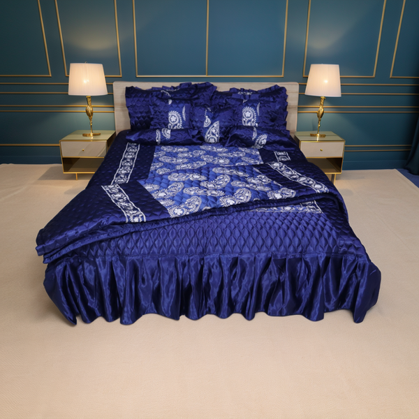 Ruby Silk 9 Pieces Embroidered Bed Set - Twilight Bliss