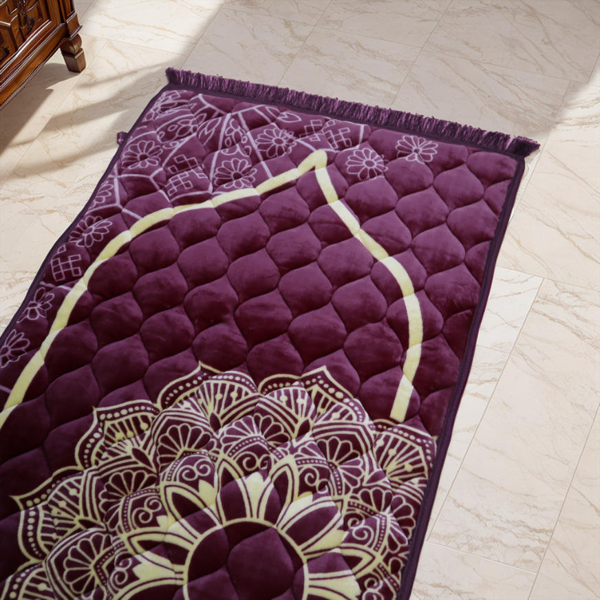 Mughal Janamaz Printed Prayer Mat-Deep Burgundy