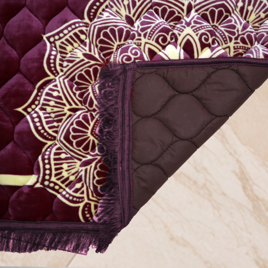 Mughal Janamaz Printed Prayer Mat-Deep Burgundy