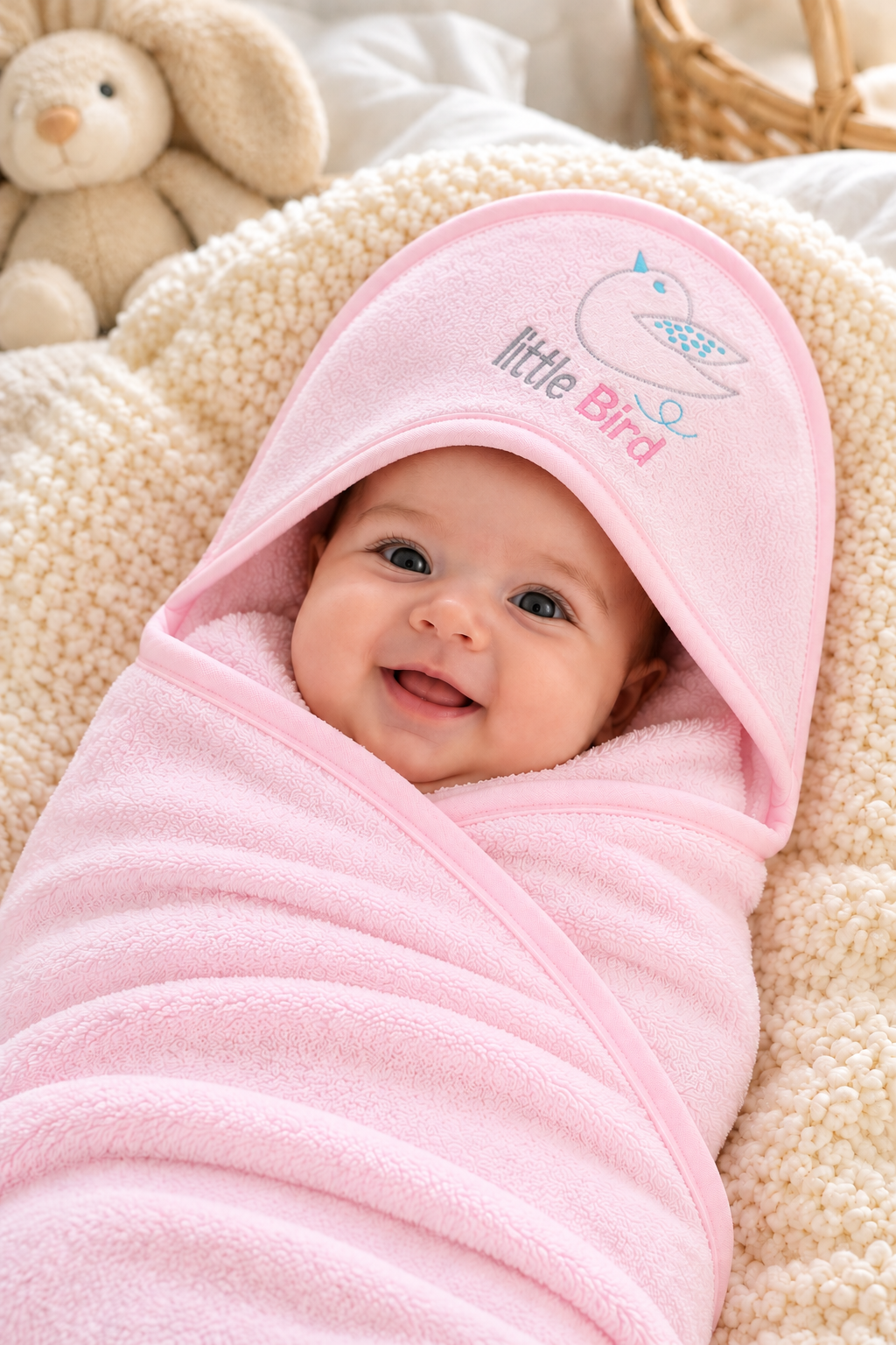 Baby Bath Towel Sheet - Pale Pink