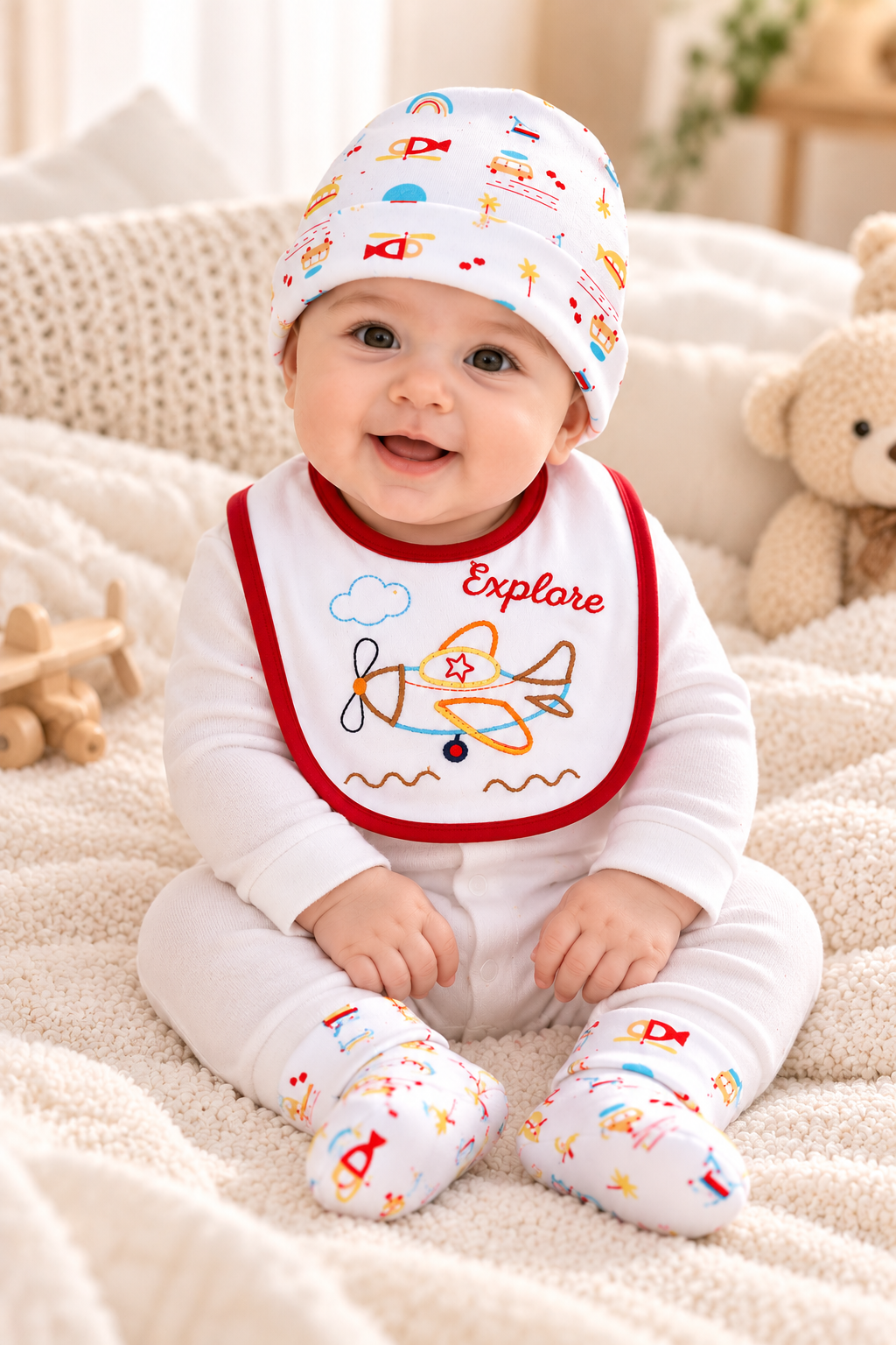 Baby Cap Set 3 Piece - Red