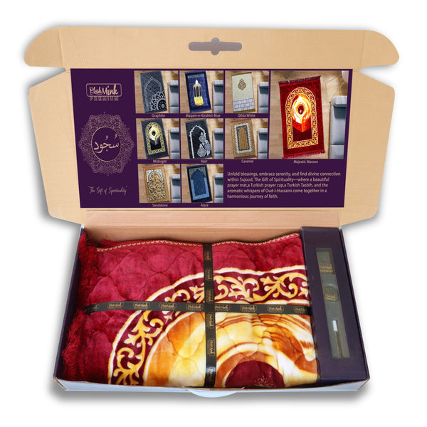 Sujood Plus Prayer Kit Gift Box-Dark Maroon