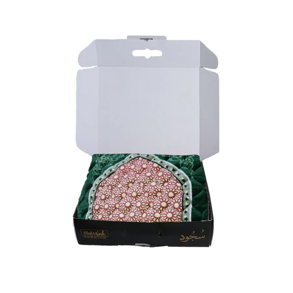 Decorative mat with floral design in a black box on a white background perfect for gifting in Pakistan 
