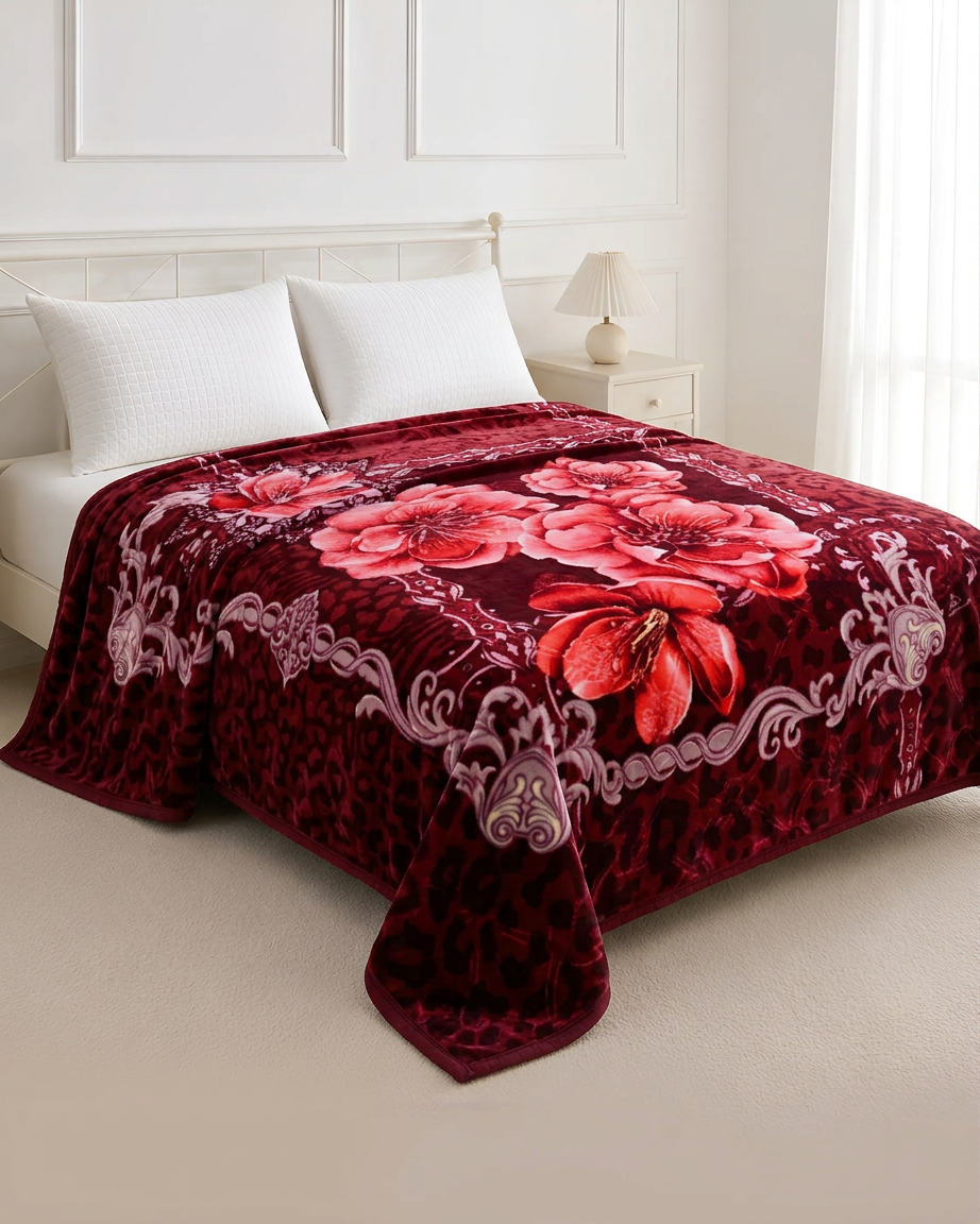 Trendy 1-Ply Double Bed Blanket - Deep Scarlet