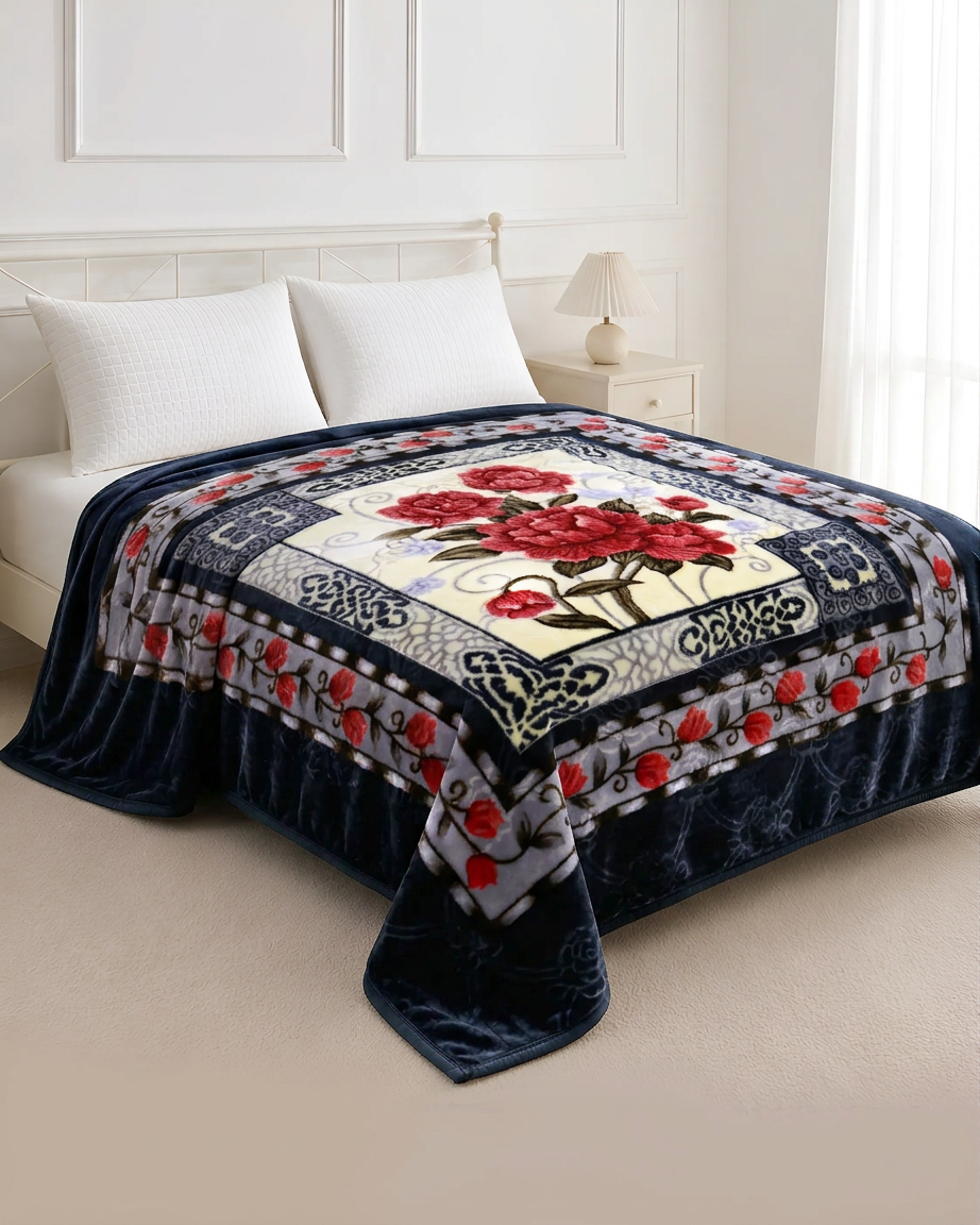 Trendy 1-Ply Double Bed Blanket - Dark Bloom
