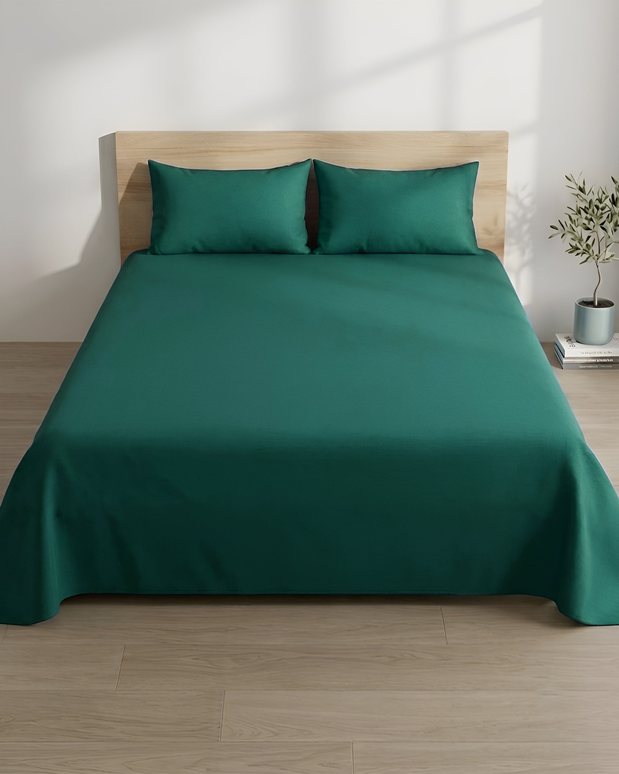 Teal Green 100% Cotton King Bedsheet | Sora Collection