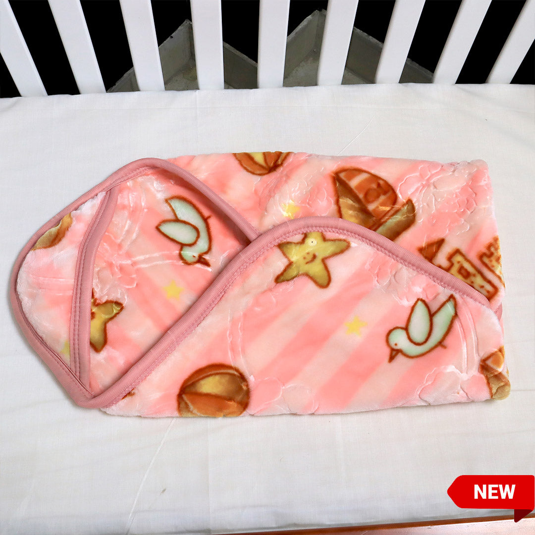 Teddy Sheddy Hooded Baby Blanket - Powder Pink