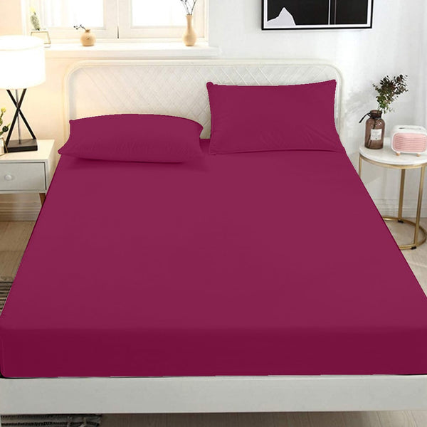 Blissful Bedsheets Double Bed (Solid Dyed)- Maroon