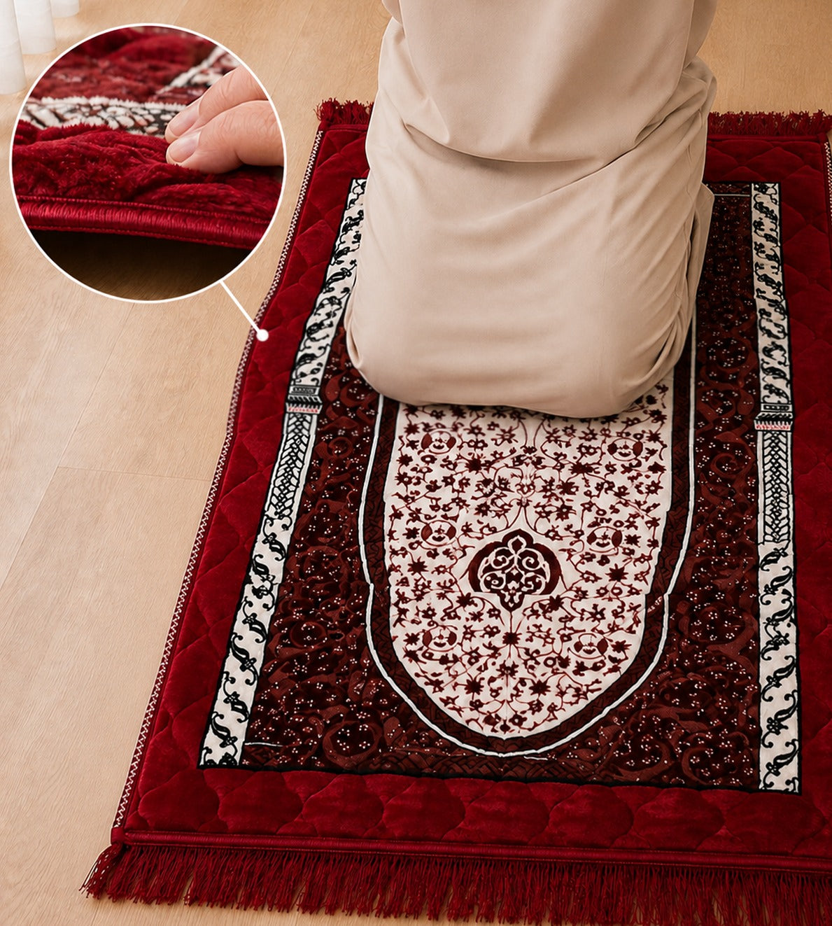 Sahara Knee Support Prayer Mat - Maroon
