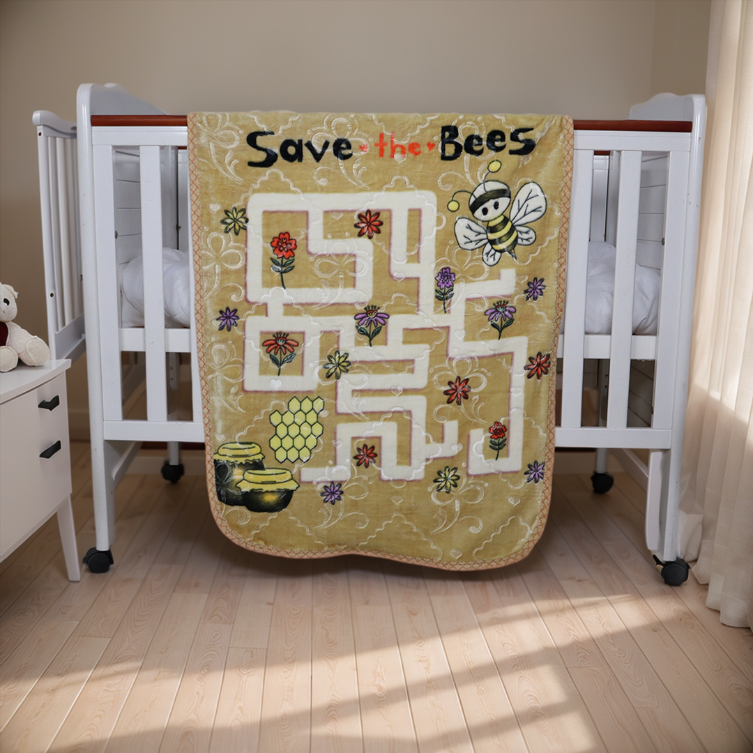 Mini Me Baby AC Flannel Blanket and Pillow Set - HoneyBee