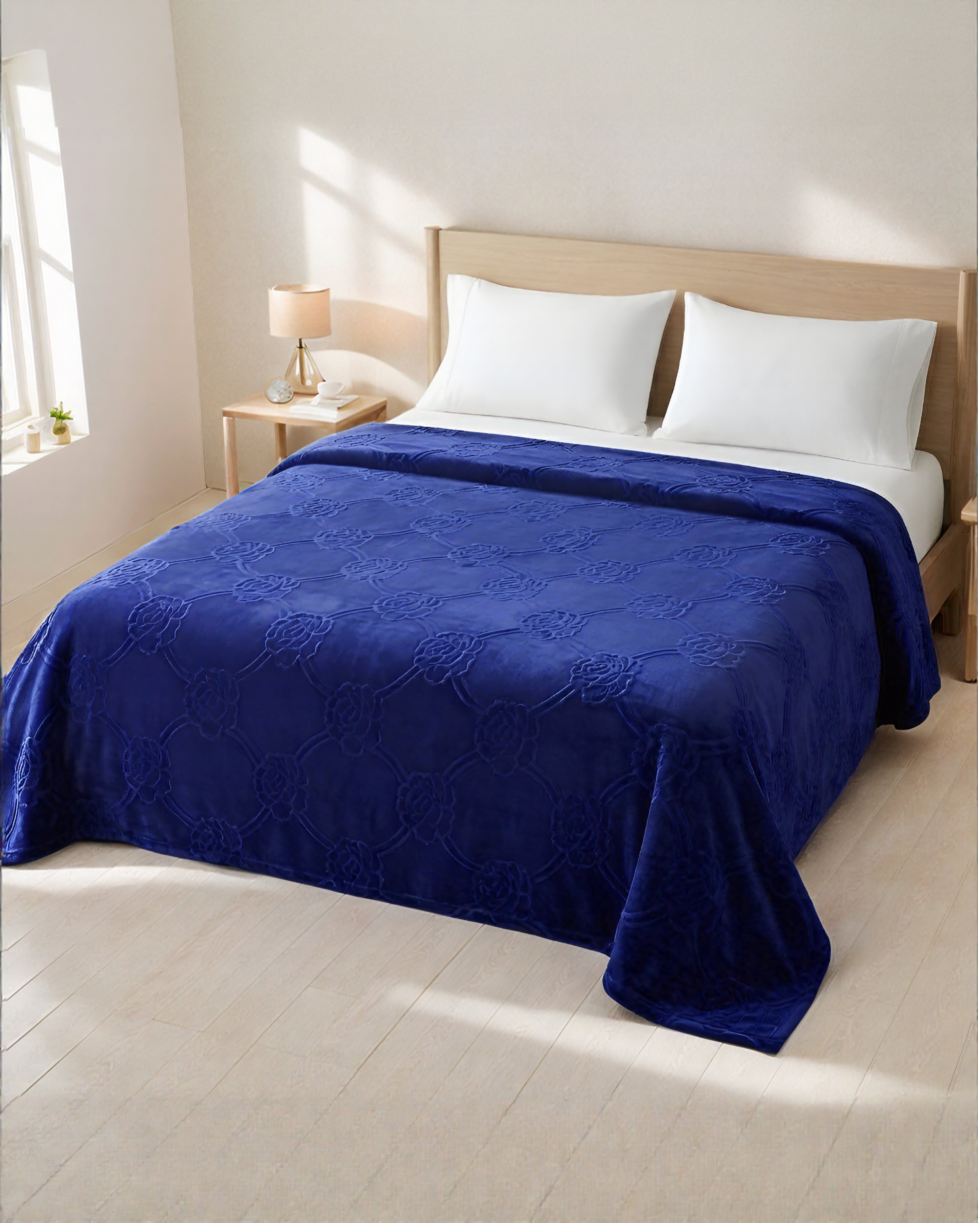 Mansion AC Flannel Blanket - Navy Blue