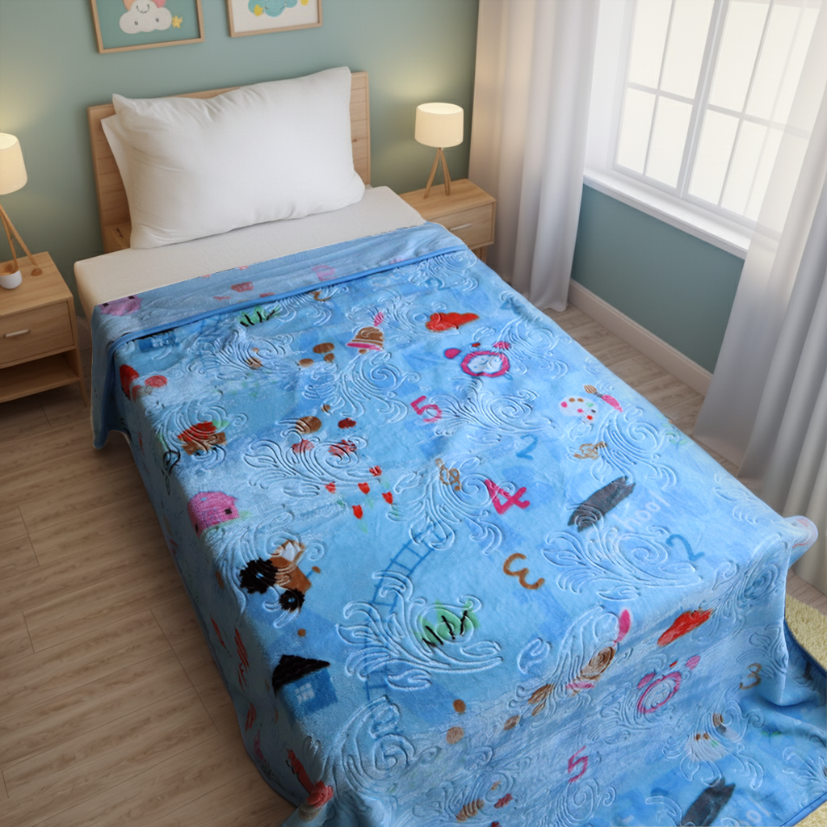 Sleepcare 1-Ply Single Bed Blanket - Blue