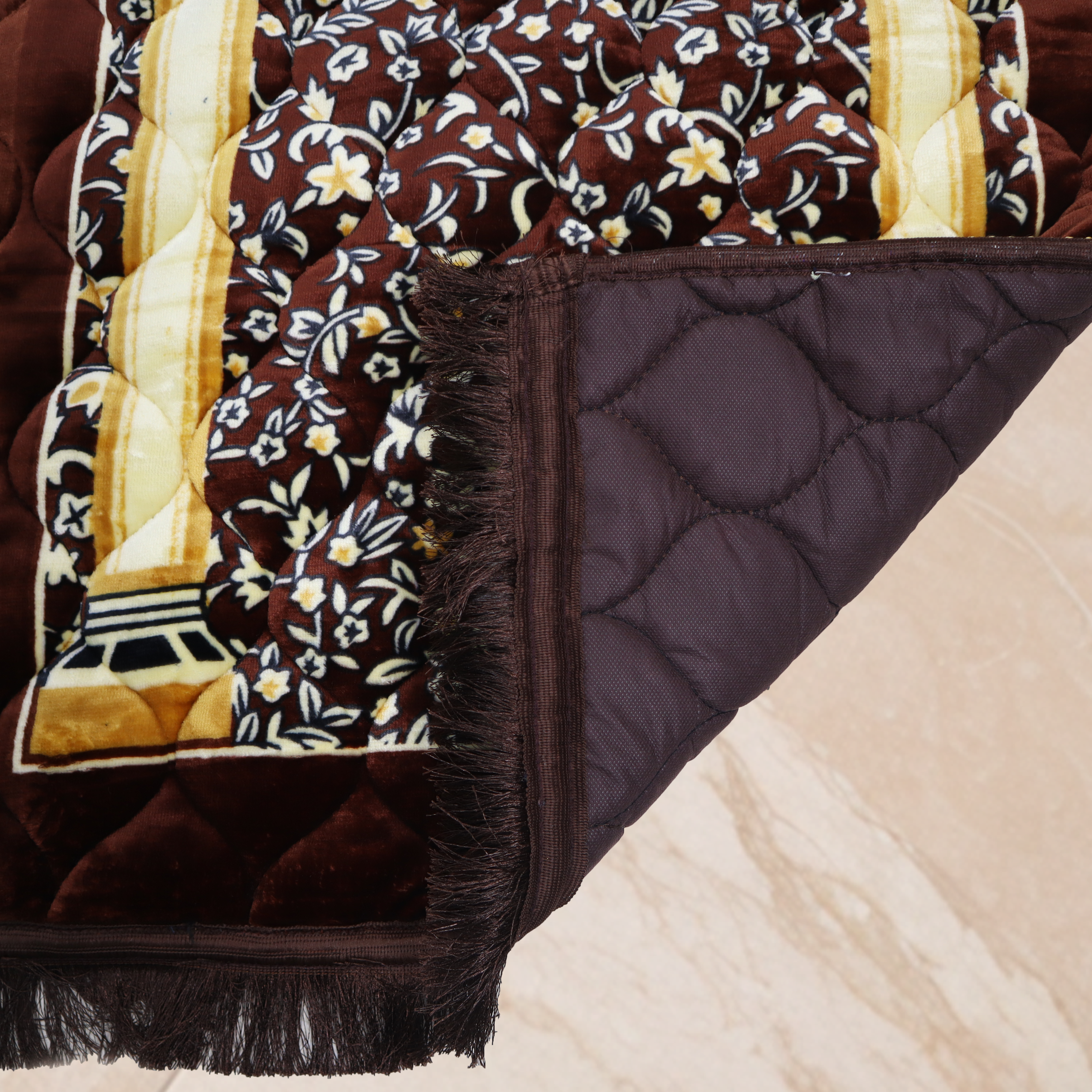 Kiswah Printed Prayer Mat-Cocoa