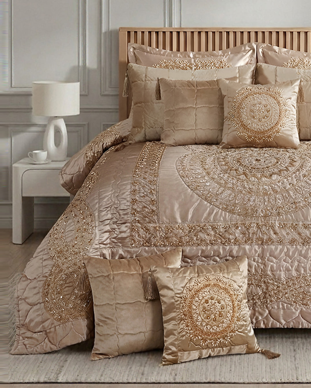 Shahnoor Bed Set 10 Pieces-Zarrin