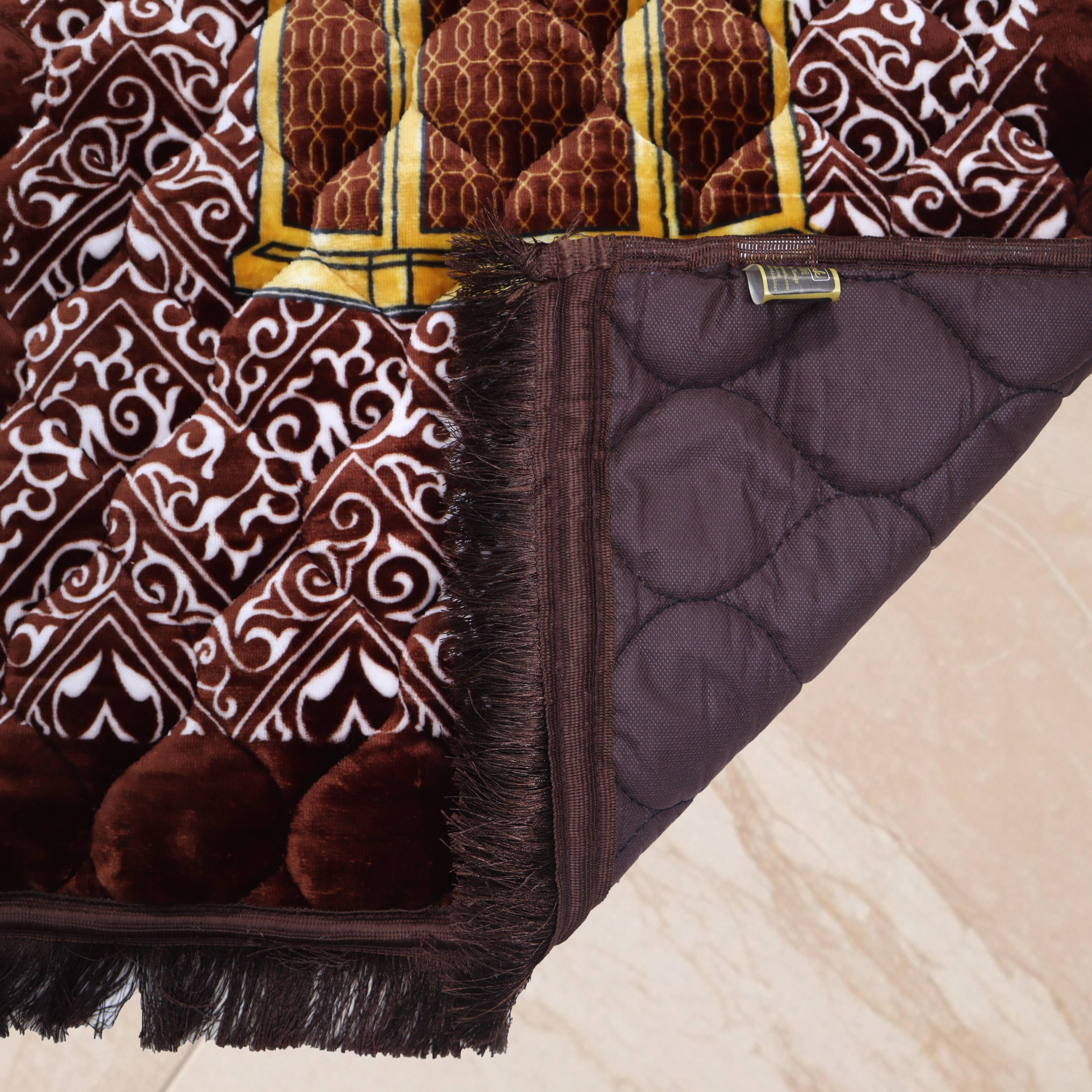 Kiswah Printed Prayer Mat-Brown