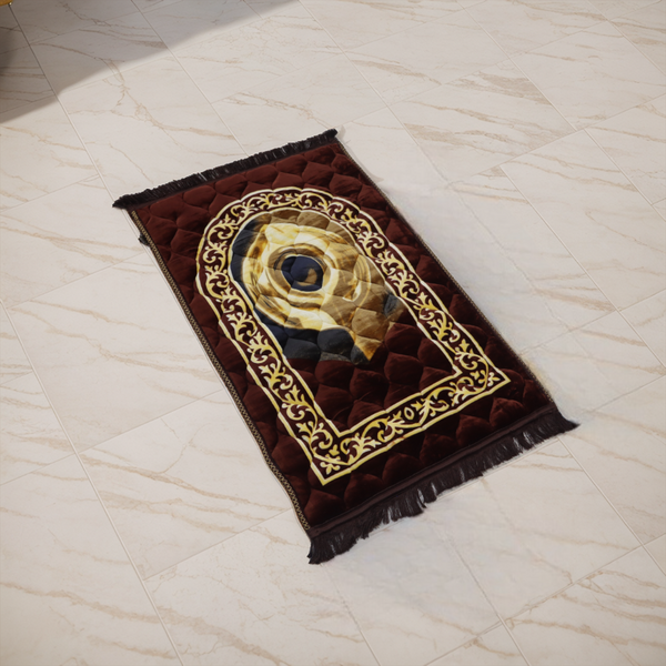 Kiswah Printed Prayer Mat-Chocolate Brown
