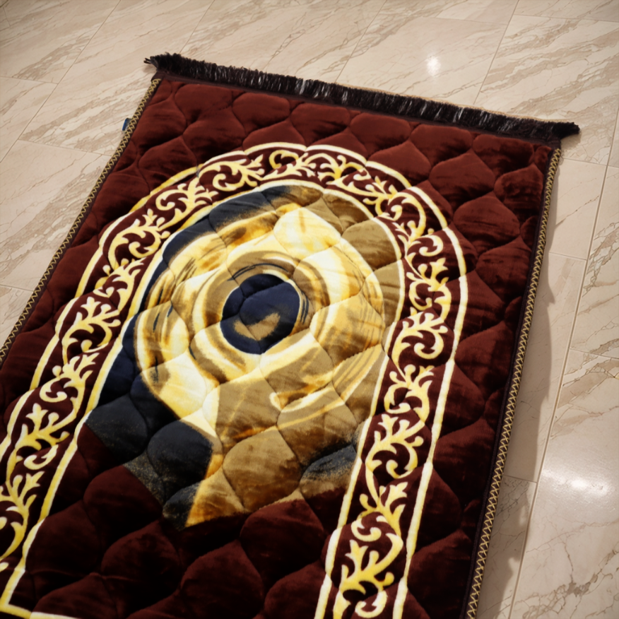 Kiswah Printed Prayer Mat-Chocolate Brown